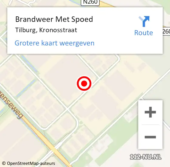 Locatie op kaart van de 112 melding: Brandweer Met Spoed Naar Tilburg, Kronosstraat op 7 juni 2022 13:08