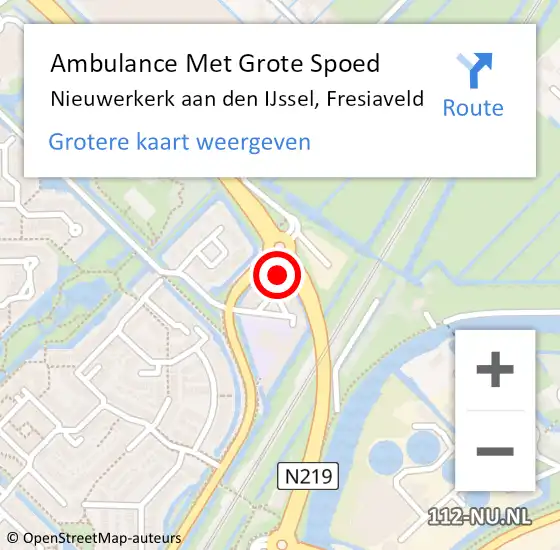 Locatie op kaart van de 112 melding: Ambulance Met Grote Spoed Naar Nieuwerkerk aan den IJssel, Fresiaveld op 7 juni 2022 13:27