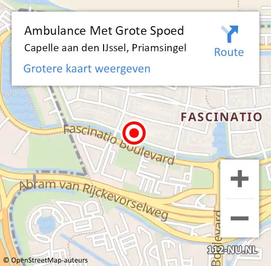 Locatie op kaart van de 112 melding: Ambulance Met Grote Spoed Naar Capelle aan den IJssel, Priamsingel op 7 juni 2022 13:34