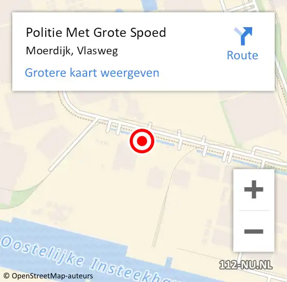 Locatie op kaart van de 112 melding: Politie Met Grote Spoed Naar Moerdijk, Vlasweg op 7 juni 2022 13:36