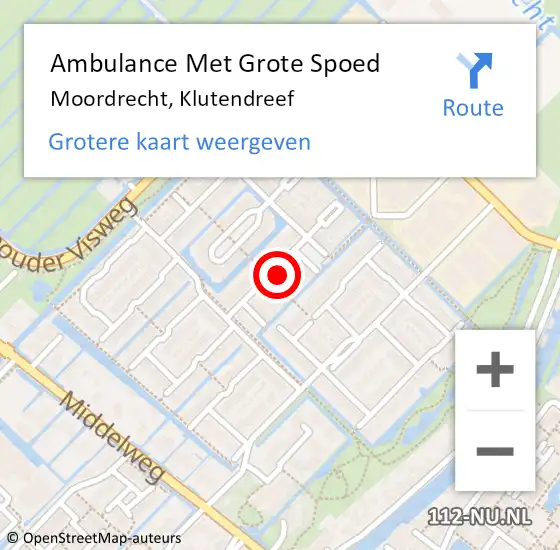 Locatie op kaart van de 112 melding: Ambulance Met Grote Spoed Naar Moordrecht, Klutendreef op 7 juni 2022 13:46