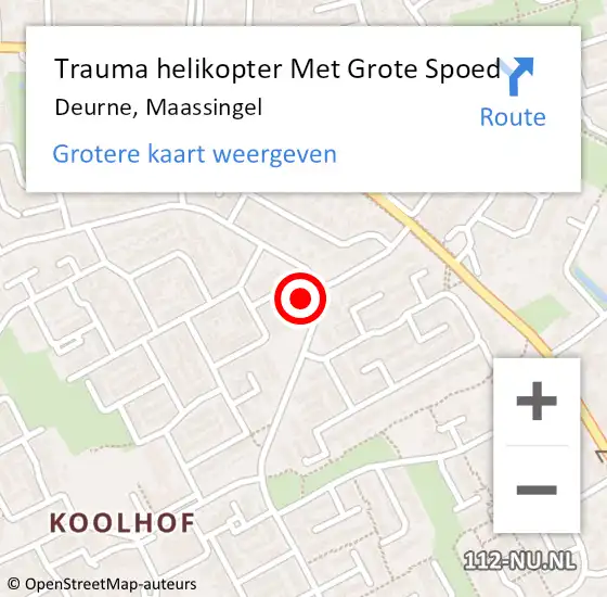 Locatie op kaart van de 112 melding: Trauma helikopter Met Grote Spoed Naar Deurne, Maassingel op 7 juni 2022 13:53