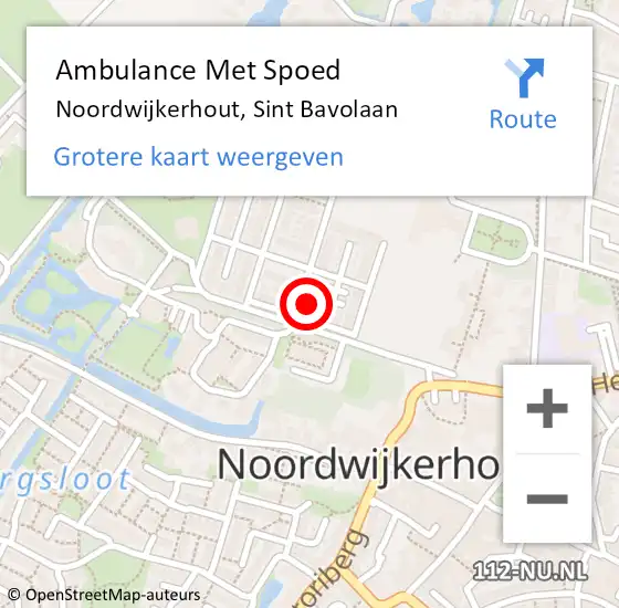Locatie op kaart van de 112 melding: Ambulance Met Spoed Naar Noordwijkerhout, Sint Bavolaan op 7 juni 2022 13:58