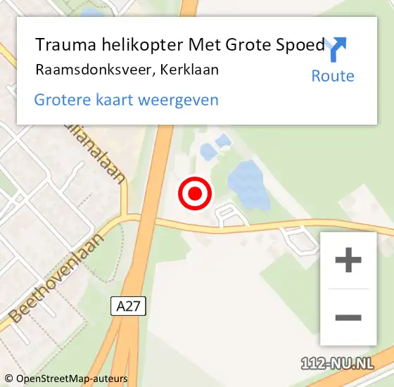 Locatie op kaart van de 112 melding: Trauma helikopter Met Grote Spoed Naar Raamsdonksveer, Kerklaan op 7 juni 2022 14:09