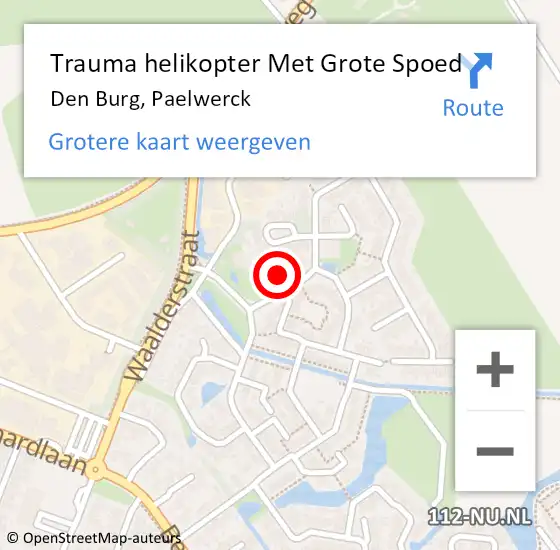 Locatie op kaart van de 112 melding: Trauma helikopter Met Grote Spoed Naar Den Burg, Paelwerck op 7 juni 2022 14:18