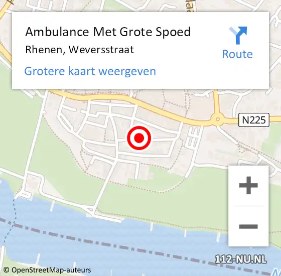 Locatie op kaart van de 112 melding: Ambulance Met Grote Spoed Naar Rhenen, Weversstraat op 7 juni 2022 14:21