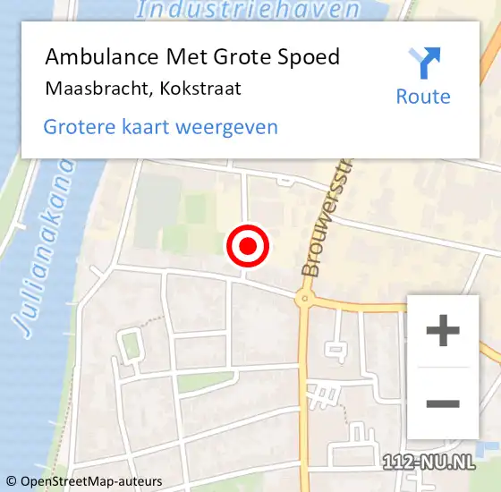 Locatie op kaart van de 112 melding: Ambulance Met Grote Spoed Naar Maasbracht, Kokstraat op 7 juni 2022 14:24