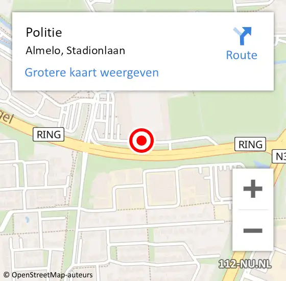 Locatie op kaart van de 112 melding: Politie Almelo, Stadionlaan op 7 juni 2022 14:55