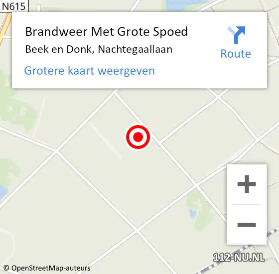 Locatie op kaart van de 112 melding: Brandweer Met Grote Spoed Naar Beek en Donk, Nachtegaallaan op 7 juni 2022 15:03