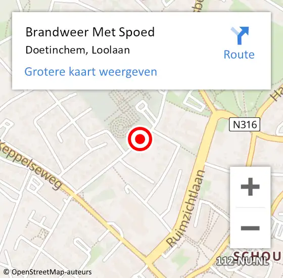 Locatie op kaart van de 112 melding: Brandweer Met Spoed Naar Doetinchem, Loolaan op 19 juli 2014 14:16