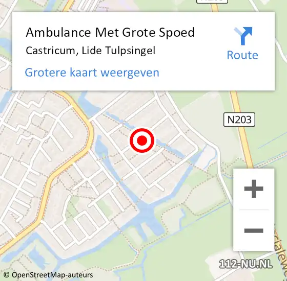 Locatie op kaart van de 112 melding: Ambulance Met Grote Spoed Naar Castricum, Lide Tulpsingel op 7 juni 2022 15:15