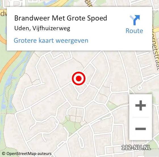 Locatie op kaart van de 112 melding: Brandweer Met Grote Spoed Naar Uden, Vijfhuizerweg op 7 juni 2022 15:18