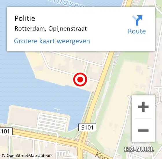 Locatie op kaart van de 112 melding: Politie Rotterdam, Opijnenstraat op 7 juni 2022 15:38