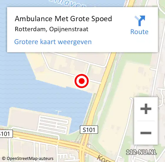 Locatie op kaart van de 112 melding: Ambulance Met Grote Spoed Naar Rotterdam, Opijnenstraat op 7 juni 2022 15:40