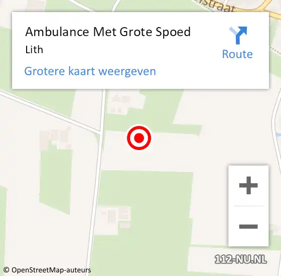 Locatie op kaart van de 112 melding: Ambulance Met Grote Spoed Naar Lith op 7 juni 2022 15:40