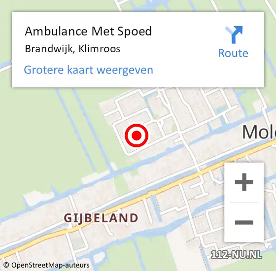 Locatie op kaart van de 112 melding: Ambulance Met Spoed Naar Brandwijk, Klimroos op 7 juni 2022 15:50