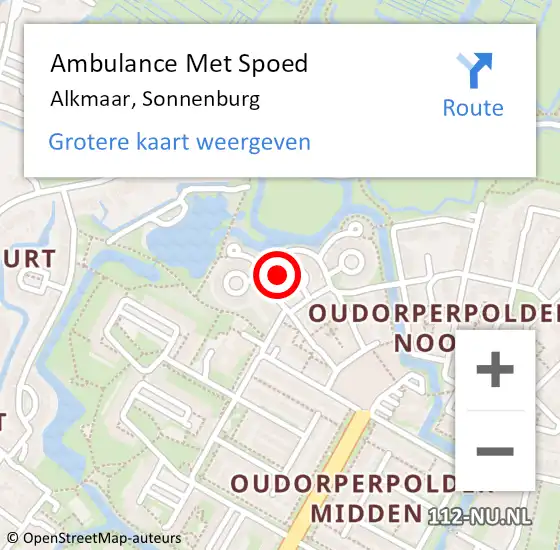 Locatie op kaart van de 112 melding: Ambulance Met Spoed Naar Alkmaar, Sonnenburg op 7 juni 2022 16:01