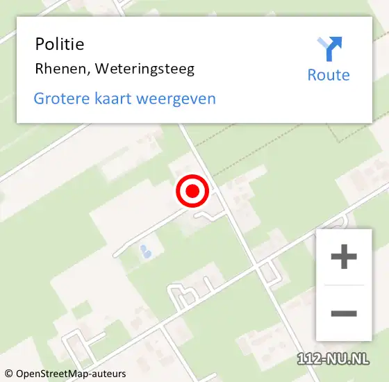 Locatie op kaart van de 112 melding: Politie Rhenen, Weteringsteeg op 7 juni 2022 16:09