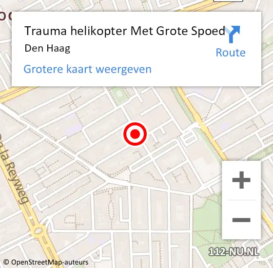 Locatie op kaart van de 112 melding: Trauma helikopter Met Grote Spoed Naar Den Haag op 7 juni 2022 16:43