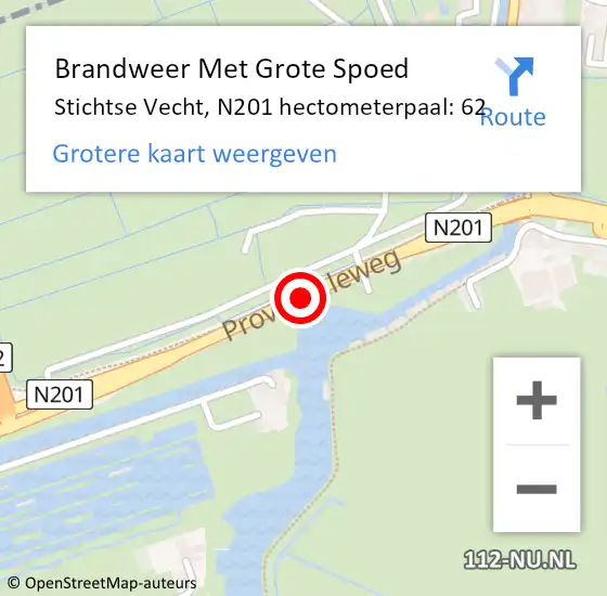 Locatie op kaart van de 112 melding: Brandweer Met Grote Spoed Naar Stichtse Vecht, N201 hectometerpaal: 62 op 7 juni 2022 16:55