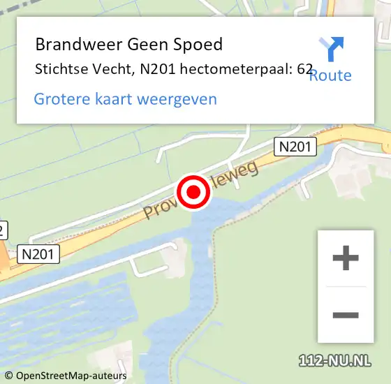 Locatie op kaart van de 112 melding: Brandweer Geen Spoed Naar Stichtse Vecht, N201 hectometerpaal: 62 op 7 juni 2022 16:56