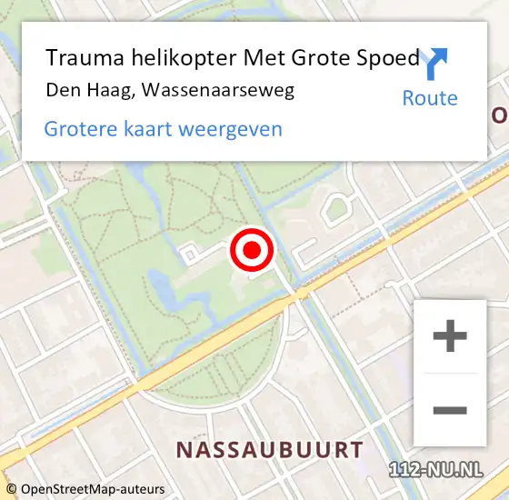 Locatie op kaart van de 112 melding: Trauma helikopter Met Grote Spoed Naar Den Haag, Wassenaarseweg op 7 juni 2022 16:58