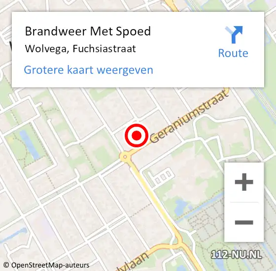 Locatie op kaart van de 112 melding: Brandweer Met Spoed Naar Wolvega, Fuchsiastraat op 7 juni 2022 17:14
