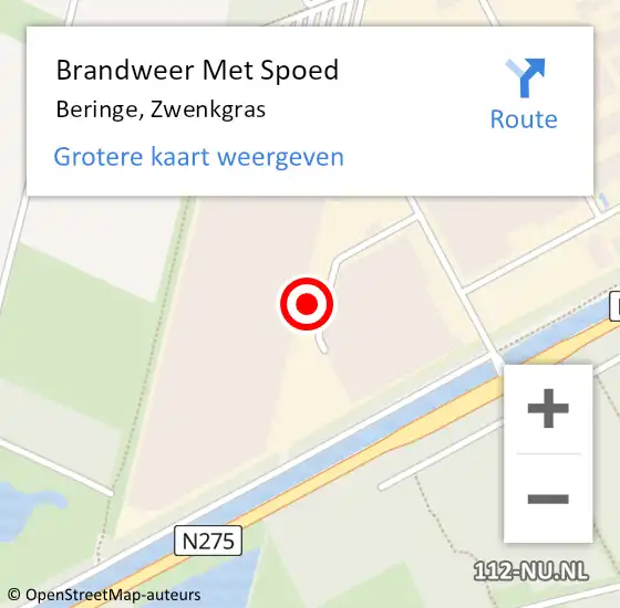 Locatie op kaart van de 112 melding: Brandweer Met Spoed Naar Beringe, Zwenkgras op 7 juni 2022 17:23
