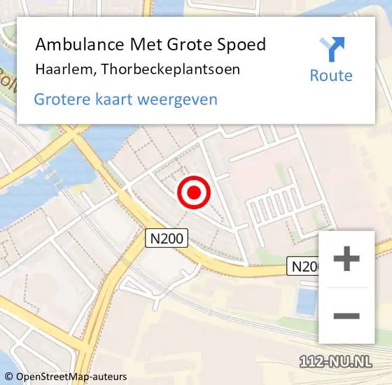 Locatie op kaart van de 112 melding: Ambulance Met Grote Spoed Naar Haarlem, Thorbeckeplantsoen op 7 juni 2022 17:43