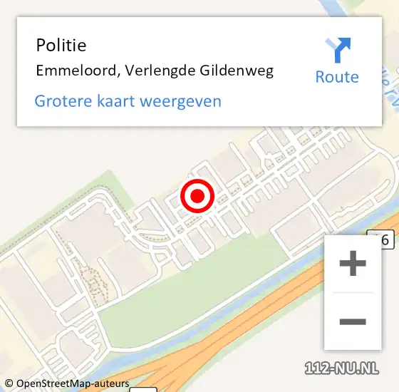 Locatie op kaart van de 112 melding: Politie Emmeloord, Verlengde Gildenweg op 7 juni 2022 18:02