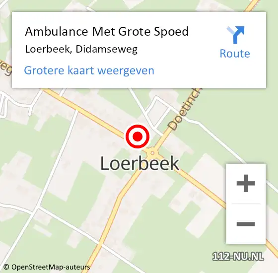 Locatie op kaart van de 112 melding: Ambulance Met Grote Spoed Naar Loerbeek, Didamseweg op 7 juni 2022 18:05