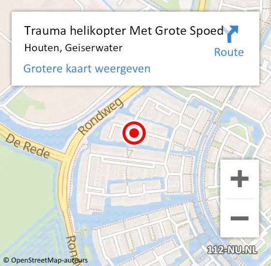 Locatie op kaart van de 112 melding: Trauma helikopter Met Grote Spoed Naar Houten, Geiserwater op 7 juni 2022 18:13