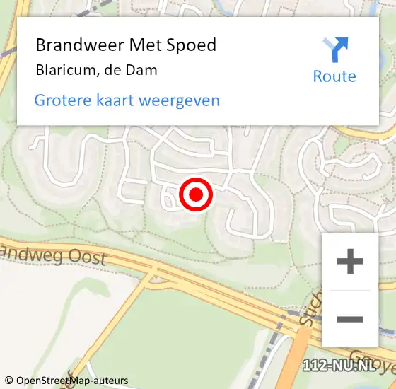 Locatie op kaart van de 112 melding: Brandweer Met Spoed Naar Blaricum, de Dam op 7 juni 2022 18:15