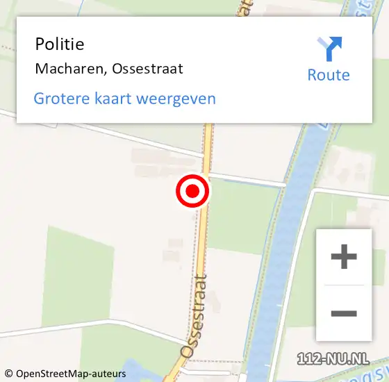 Locatie op kaart van de 112 melding: Politie Macharen, Ossestraat op 7 juni 2022 18:23