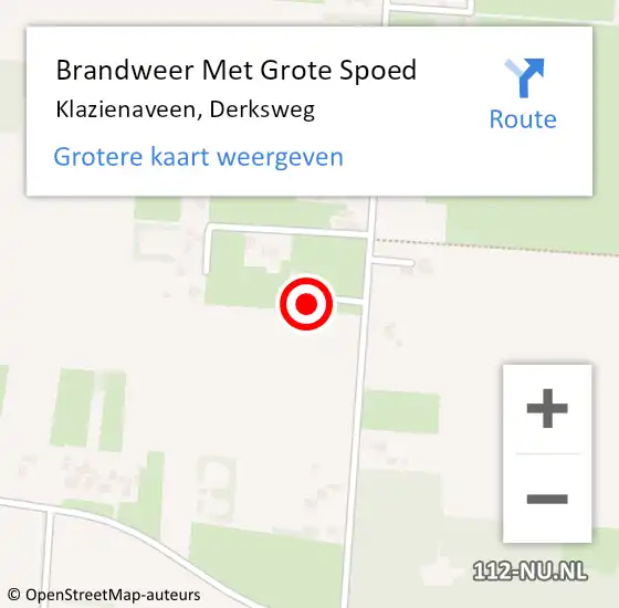 Locatie op kaart van de 112 melding: Brandweer Met Grote Spoed Naar Klazienaveen, Derksweg op 7 juni 2022 18:27