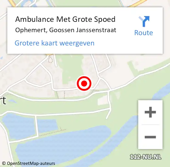 Locatie op kaart van de 112 melding: Ambulance Met Grote Spoed Naar Ophemert, Goossen Janssenstraat op 7 juni 2022 18:34