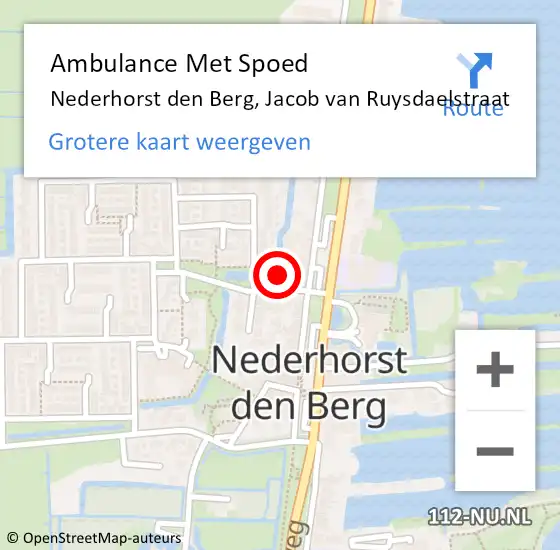 Locatie op kaart van de 112 melding: Ambulance Met Spoed Naar Nederhorst den Berg, Jacob van Ruysdaelstraat op 7 juni 2022 18:43