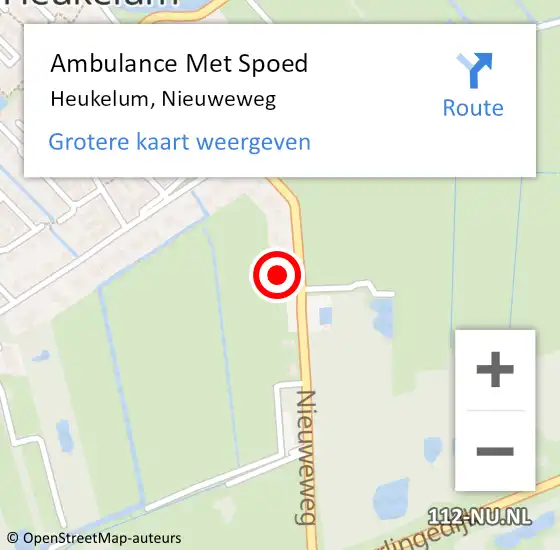 Locatie op kaart van de 112 melding: Ambulance Met Spoed Naar Heukelum, Nieuweweg op 7 juni 2022 18:57