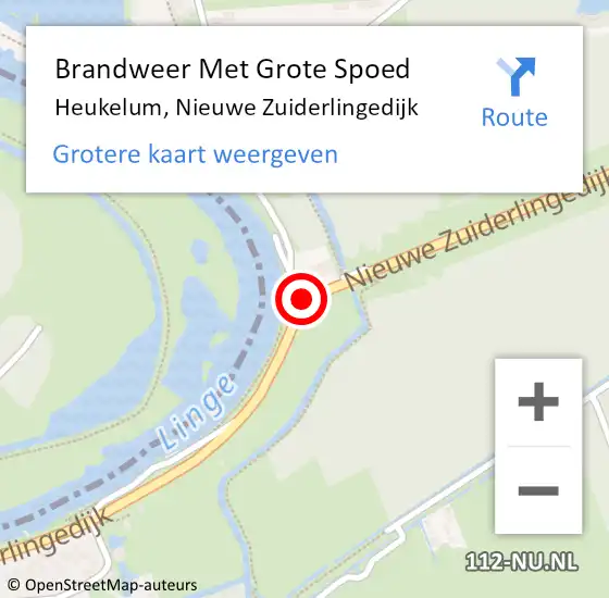 Locatie op kaart van de 112 melding: Brandweer Met Grote Spoed Naar Heukelum, Nieuwe Zuiderlingedijk op 7 juni 2022 18:57