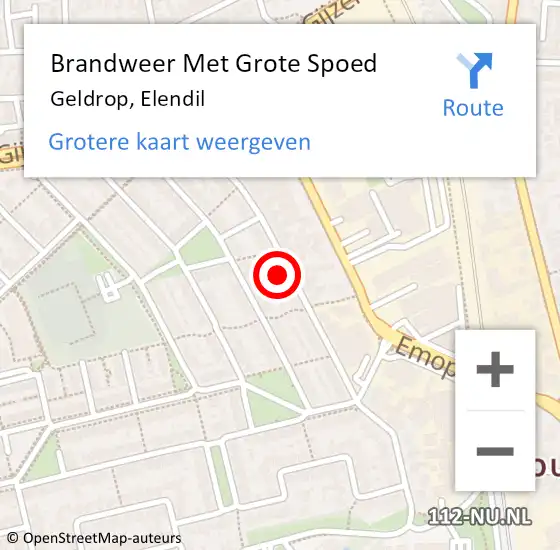 Locatie op kaart van de 112 melding: Brandweer Met Grote Spoed Naar Geldrop, Elendil op 7 juni 2022 19:00