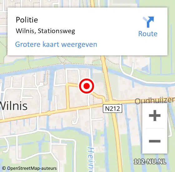 Locatie op kaart van de 112 melding: Politie Wilnis, Stationsweg op 7 juni 2022 19:12