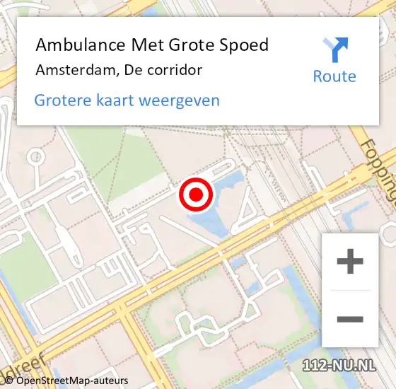 Locatie op kaart van de 112 melding: Ambulance Met Grote Spoed Naar Amsterdam-Zuidoost, De corridor op 7 juni 2022 19:14