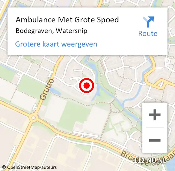 Locatie op kaart van de 112 melding: Ambulance Met Grote Spoed Naar Bodegraven, Watersnip op 7 juni 2022 19:23