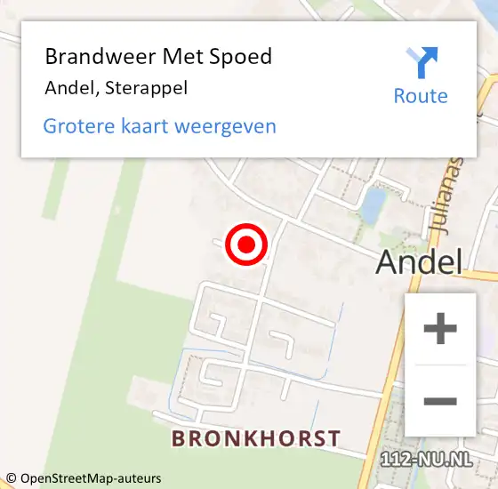 Locatie op kaart van de 112 melding: Brandweer Met Spoed Naar Andel, Sterappel op 7 juni 2022 19:58