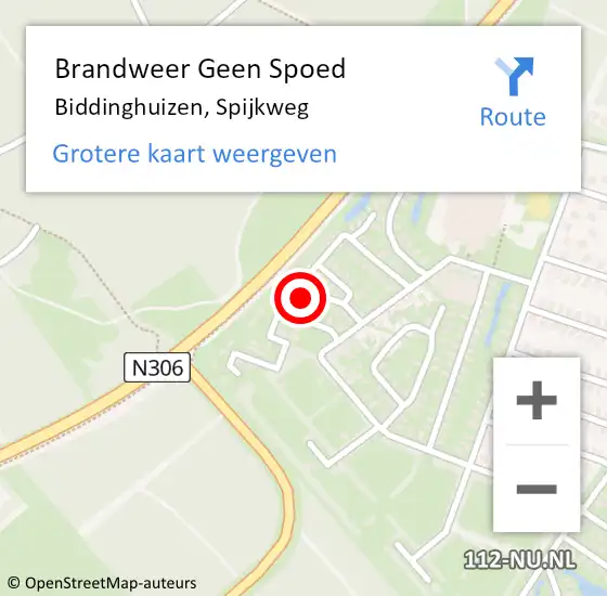 Locatie op kaart van de 112 melding: Brandweer Geen Spoed Naar Biddinghuizen, Spijkweg op 7 juni 2022 20:14