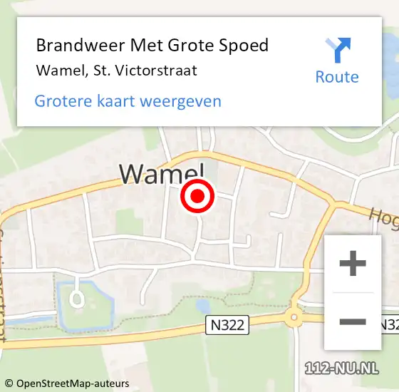 Locatie op kaart van de 112 melding: Brandweer Met Grote Spoed Naar Wamel, St. Victorstraat op 7 juni 2022 20:22