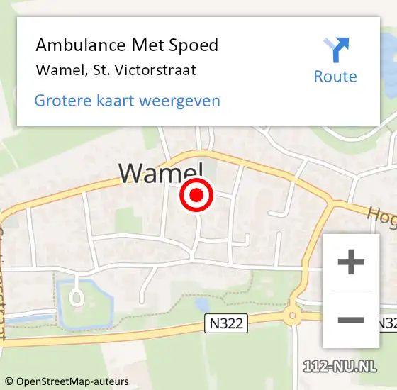 Locatie op kaart van de 112 melding: Ambulance Met Spoed Naar Wamel, St. Victorstraat op 7 juni 2022 20:35