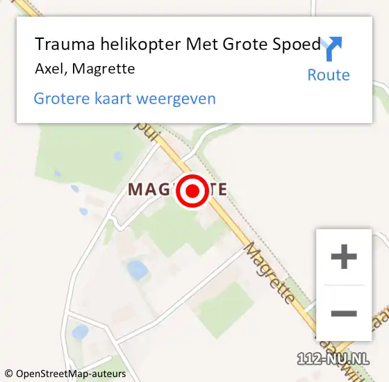 Locatie op kaart van de 112 melding: Trauma helikopter Met Grote Spoed Naar Axel, Magrette op 7 juni 2022 20:39