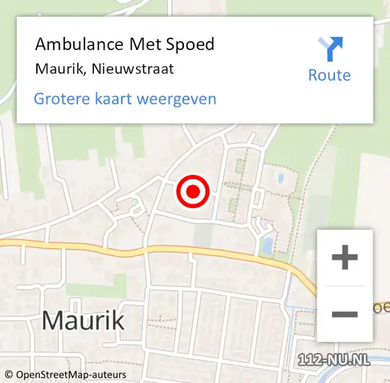 Locatie op kaart van de 112 melding: Ambulance Met Spoed Naar Maurik, Nieuwstraat op 7 juni 2022 20:54