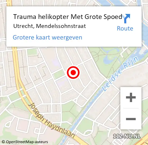 Locatie op kaart van de 112 melding: Trauma helikopter Met Grote Spoed Naar Utrecht, Mendelssohnstraat op 7 juni 2022 21:19